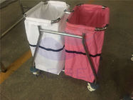 AG-SS019 Satılık iki çanta SS çerçeve hastane soyunma tıbbi keten arabası