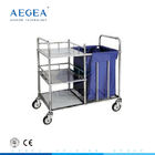 AG-SS010 paslanmaz çelik malzeme keten hastane çamaşır arabaları