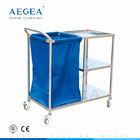 AG-SS010A paslanmaz çelik hastane çamaşırları hareketli temizlik tekerlekleri üzerinde kullanılan tıbbi arabaları